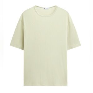 Zara Men's Cream Crew Neck Short Sleeve Tee